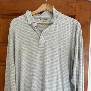 Faherty Movement Long Sleeve Polo Shirt Horizon Line Stripe Men's XL cotton